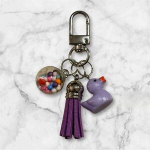 Purple Duck Keychain with Tassel and Beads